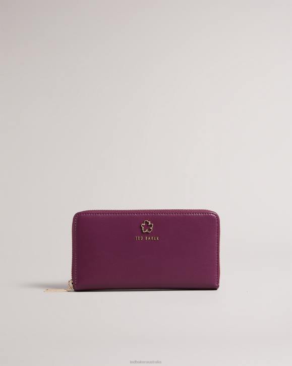 Ted Baker Jorjana Flower Eyelet Large Zip Purse Oxblood Accessories Women TLPL946