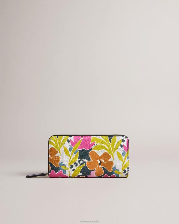Ted Baker Nasi Magnolia Print Large Zip Purse Pink Accessories Women TLPL1020