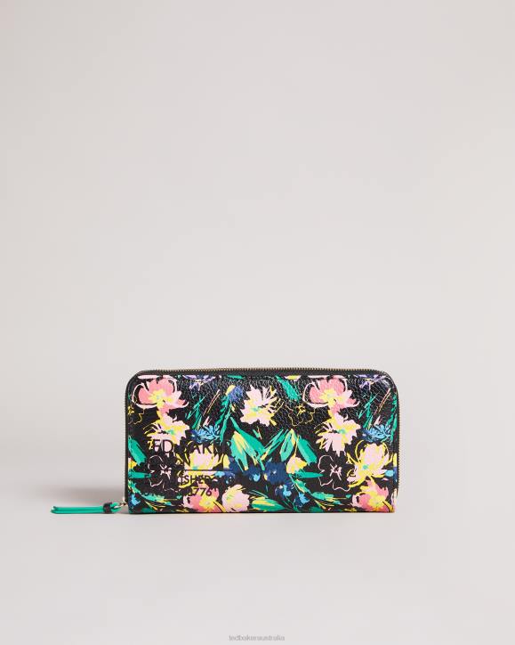 Ted Baker Parciea Flirty Texture Magnolia Large Zip Purse Black Accessories Women TLPL1179