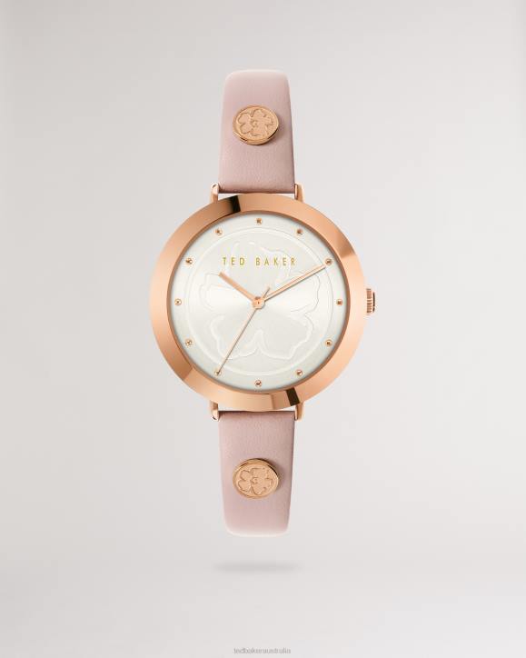Ted Baker Ammmy Magnolia Detail Leather Watch Pink Accessories Women TLPL972