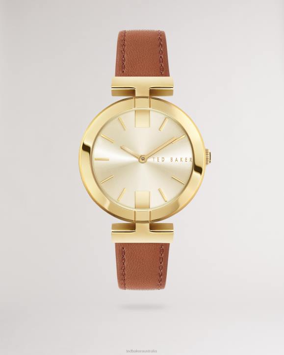 Ted Baker Darbii T Frame Leather Strap Watch Tan Accessories Women TLPL1053