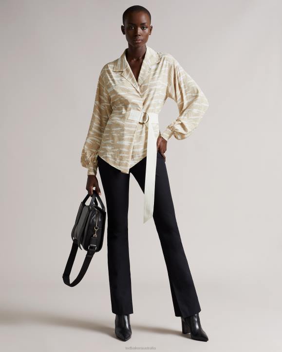 Ted Baker Anehsa Faux Wrap Front Top With D-Rings Camel Clothing Women TLPL592