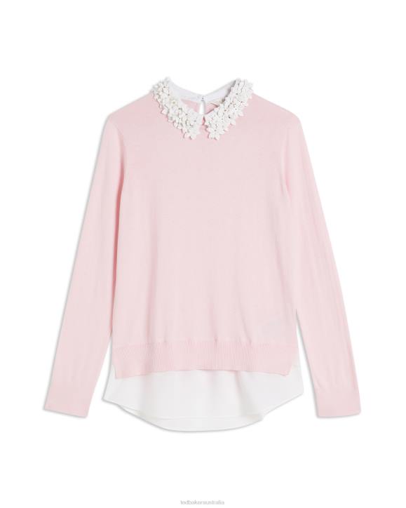 Ted Baker Nansea Floral collar mockable sweater PINK Clothing Women TLPL486