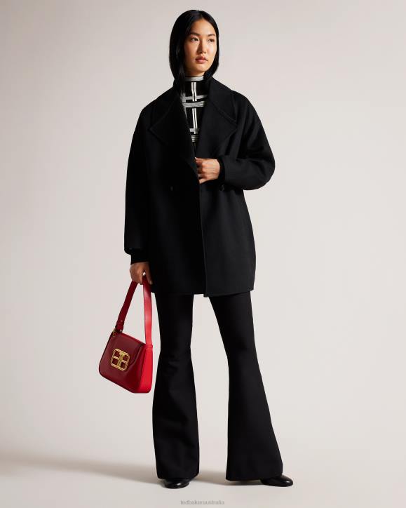 Ted Baker Caysa Cocoon Coat With Oversized Collar Black Clothing Women TLPL456