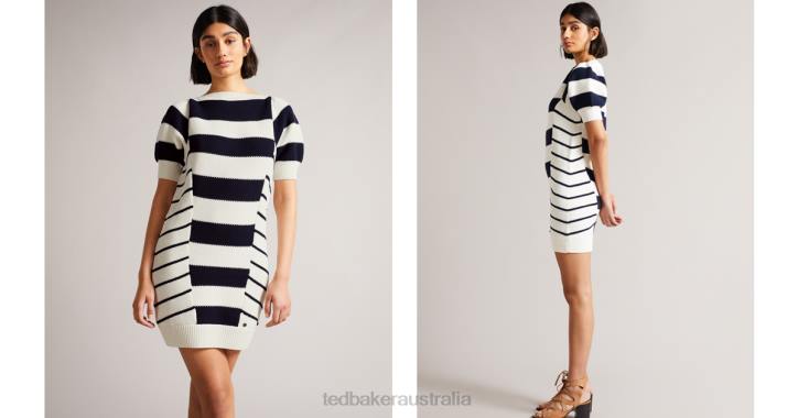 Ted Baker Arisu Envelope Neck Puff Sleeve Jumper Dress White Clothing Women TLPL515