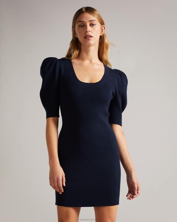 Ted Baker Dollra Scoop Neck Bodycon Dress Dark Blue Clothing Women TLPL581