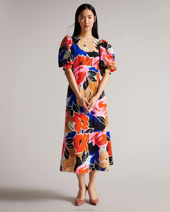 Ted Baker Harpia Floral Print Midi Dress Black Clothing Women TLPL503