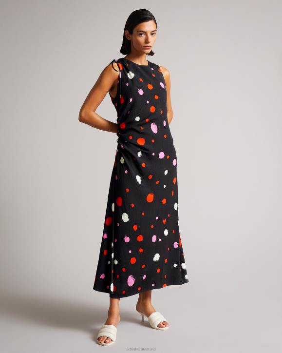Ted Baker Lizzzee Ruched Side Detail Midi Dress Black Clothing Women TLPL535