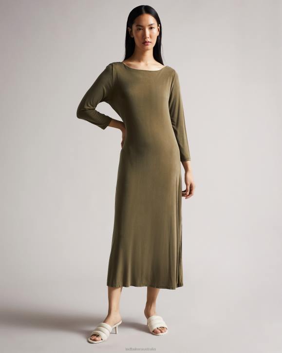 Ted Baker Neivaeh Twist Back Jersey Dress DK-GREEN Clothing Women TLPL636
