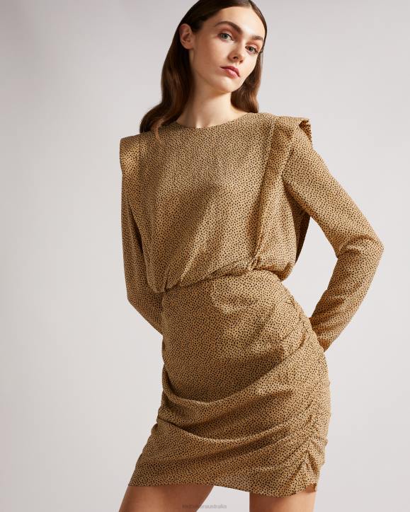 Ted Baker Quinci Mini Dress With Shoulder Detail Black Clothing Women TLPL531