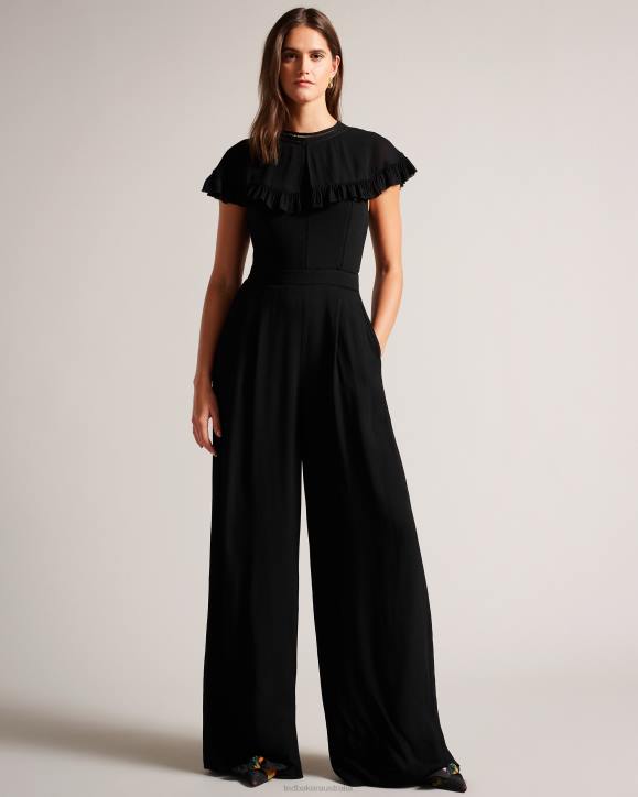 Ted Baker Olivvee Cape Jumpsuit With Ladder Lace Detail Black Clothing Women TLPL57
