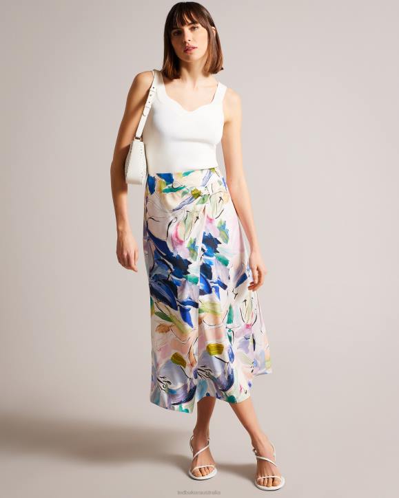 Ted Baker Salleey Asymmetric Twist Slip Skirt White Clothing Women TLPL318