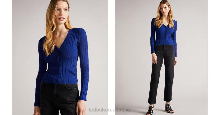 Ted Baker Ilanga Seam Free Engineered Cardigan Dark Blue Clothing Women TLPL603