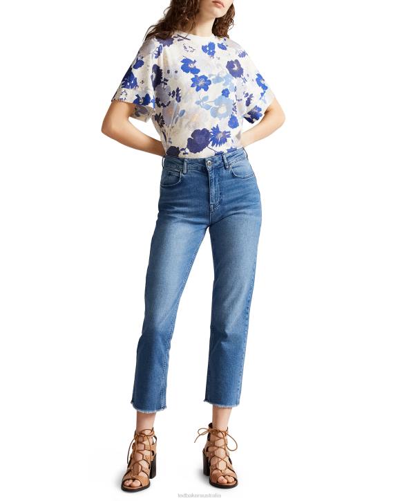 Ted Baker Kylea Printed Linen Tee Light Blue Clothing Women TLPL640