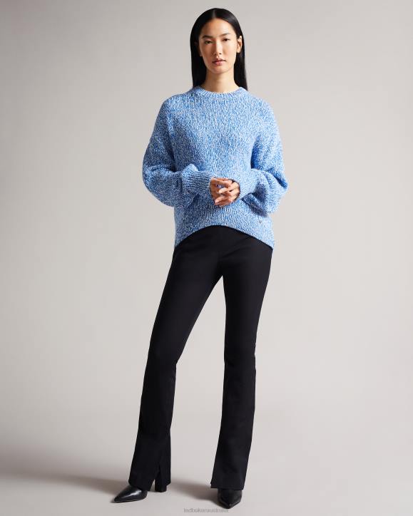 Ted Baker Zzurii Twisted Yarn Curved Hem Sweater Bright Blue Clothing Women TLPL541