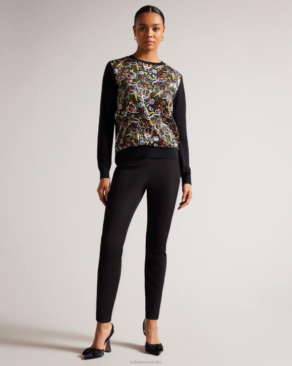 Ted Baker Liroi High Waisted Trousers With Faux Poppers Black Clothing Women TLPL297