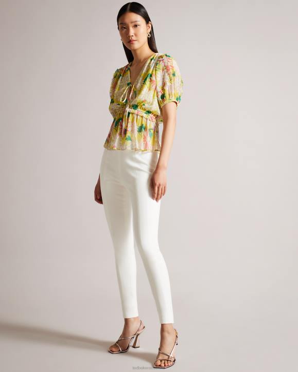 Ted Baker Liroi High Waisted Trousers With Faux Poppers Natural Clothing Women TLPL481