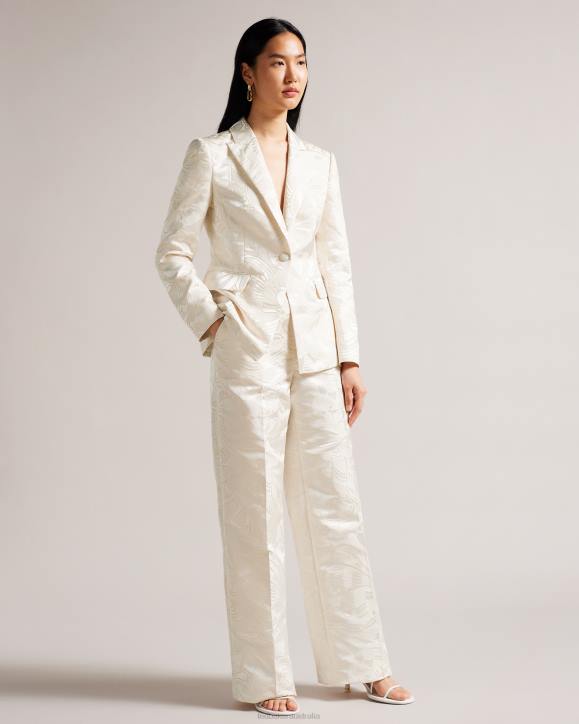 Ted Baker Majiat Wide Leg Jacquard Trousers Natural Clothing Women TLPL365
