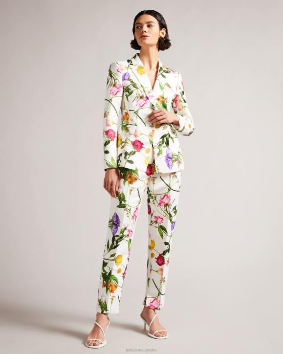 Ted Baker Ziaaht Floral Print Tapered Leg Trousers White Clothing Women TLPL320