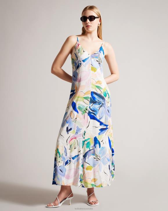 Ted Baker Ashhliy Strappy V Neck Maxi Dress White Clothing Women TLPL412