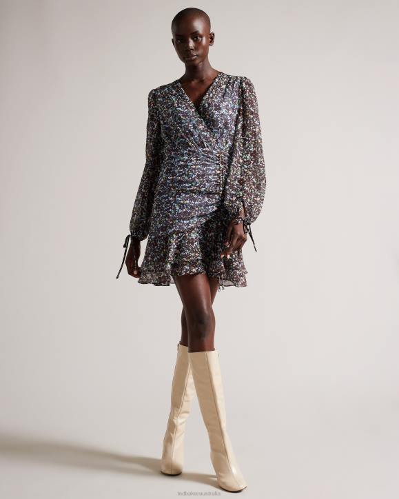 Ted Baker Cherela Printed Long Sleeve Mini Dress Light Blue Clothing Women TLPL80
