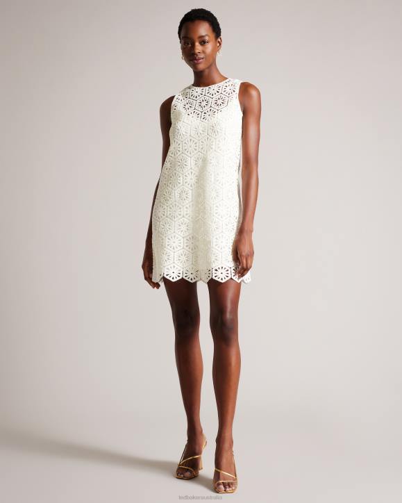 Ted Baker Nellla Mini Crochet Shift Dress White Clothing Women TLPL273