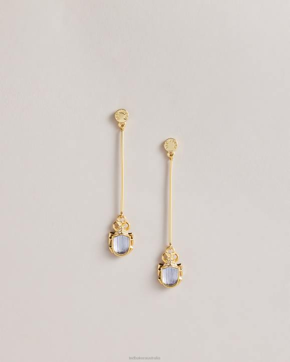 Ted Baker Lenniee Love Bug Crystal Drop Earrings Gold Color Jewelry Women TLPL1024