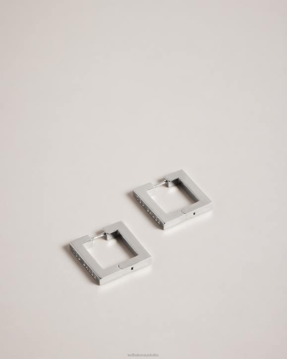 Ted Baker Saadiey Large Square Hinge Earrings Silver Color Jewelry Women TLPL1052
