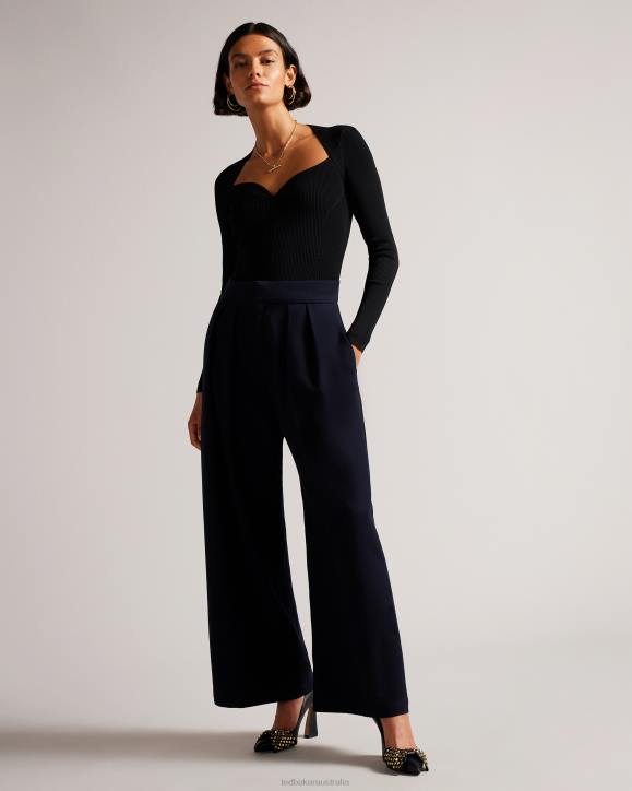 Ted Baker Helenh Sweetheart Neckline Knitted Top Black Clothing Women TLPL103