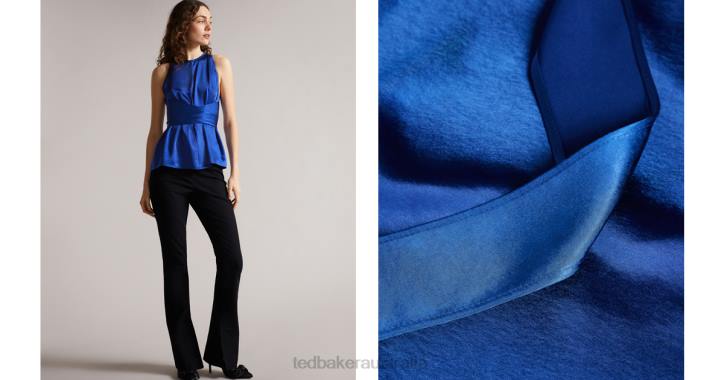 Ted Baker Mikelle Self Tie Halter Cami Dark Blue Clothing Women TLPL567