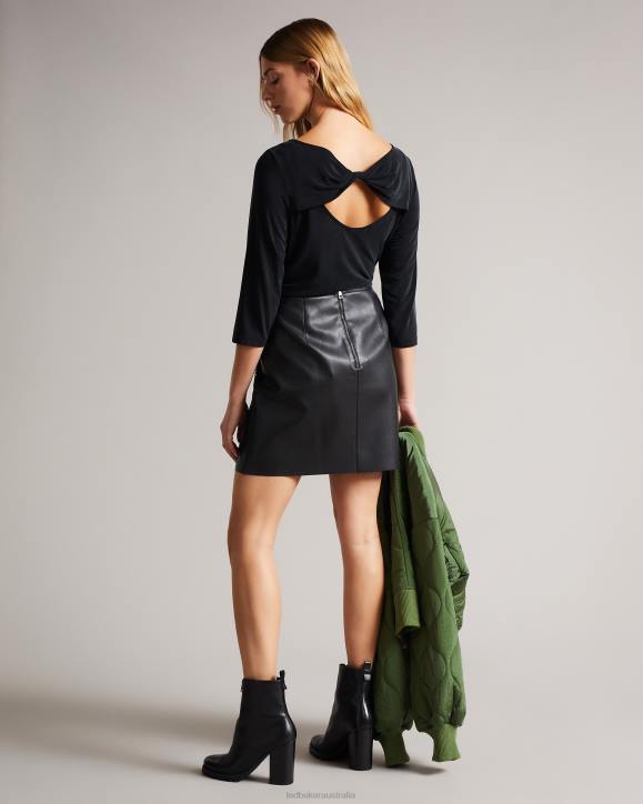 Ted Baker Niylah Twist Back Jersey Top BLACK Clothing Women TLPL600