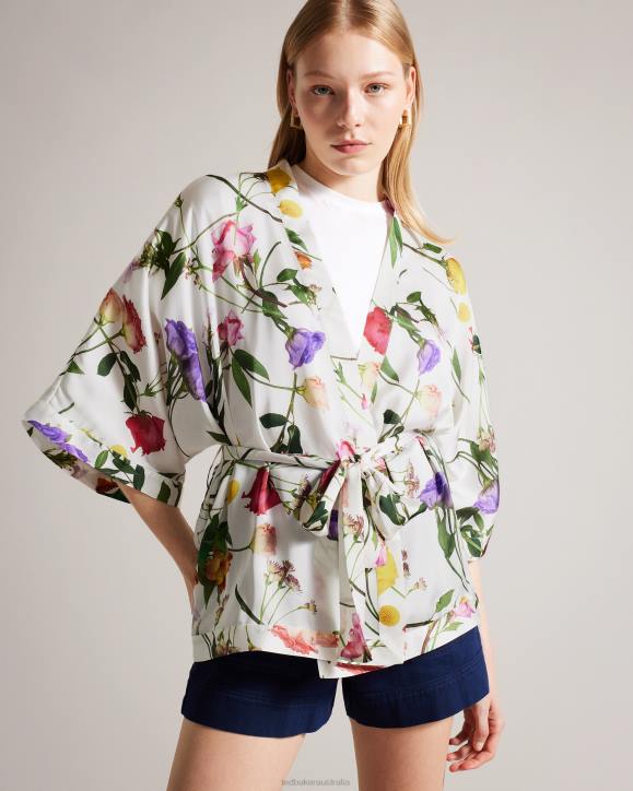 Ted Baker Paulaah Floral Print Kimono Ecru Clothing Women TLPL423